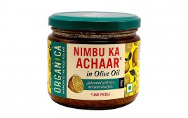 Organica Nimbu Ka Achaar in Olive Oil, Lime Pickle  Glass Jar  300 grams